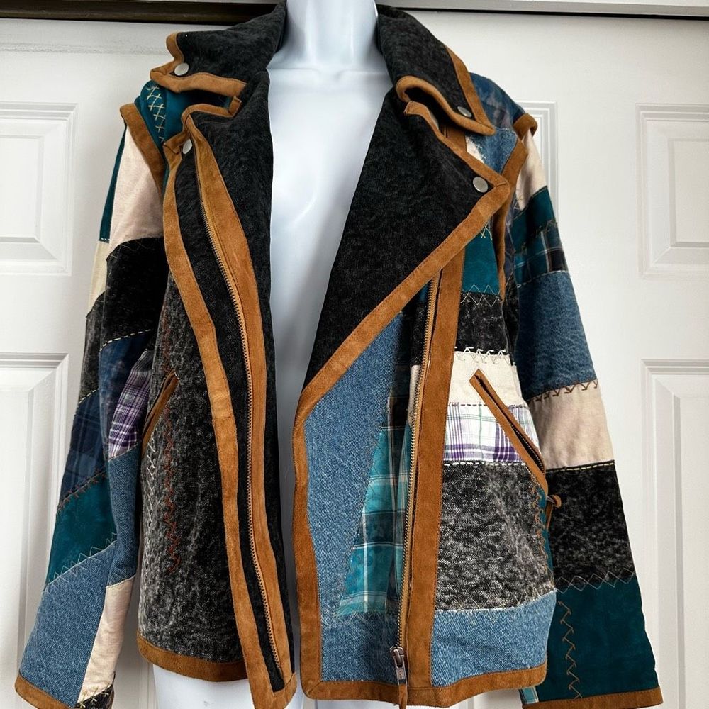 We The Free by Free People Leia Denim Patched Moto Jacket - Picture 6 of 12